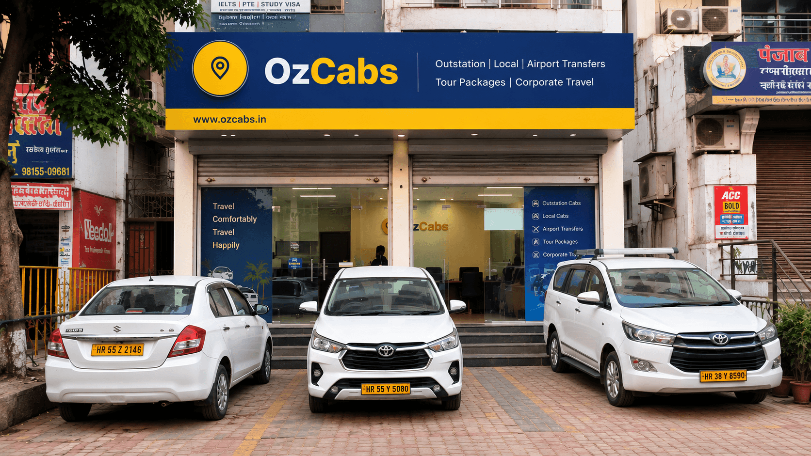 OzCabs office and fleet at the Chandigarh location